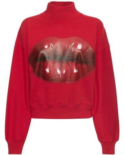 Loewe Lips Printed Cotton Jersey Sweatshirt - Red