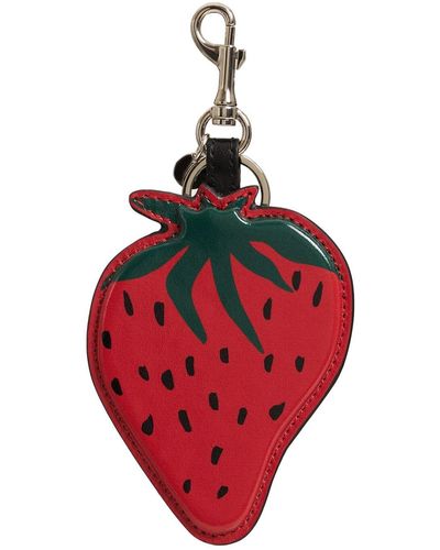JW Anderson Leather Strawberry Key Ring - Red
