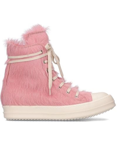 Rick Owens 20mm Dirty Fur High Top Trainers - Pink