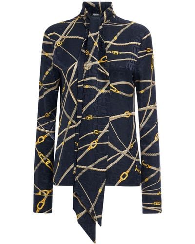 Versace Camicia in misto seta jacquard - Blu