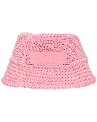JW Anderson Cotton Crochet Bucket Hat - Pink