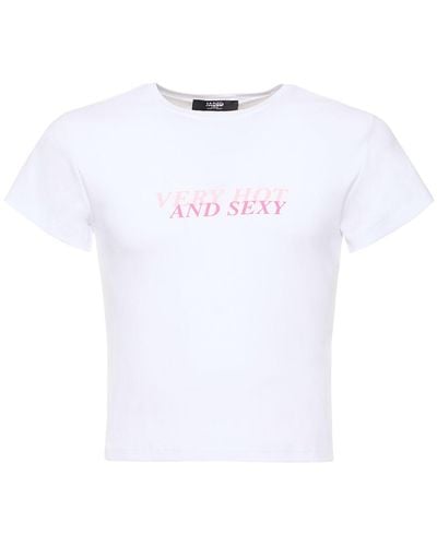 Jaded London Shrunken-t-shirt "very Hot And Sexy" - Weiß
