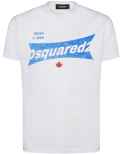 DSquared² Logo Printed Cotton Jersey T-Shirt - Blue