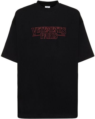 Vetements T-shirt en coton imprimé logo paris - Noir