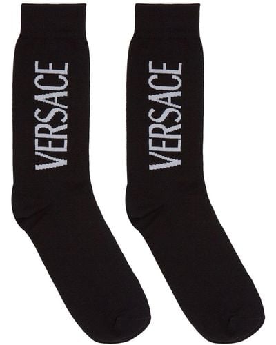 Versace Calcetines de algodón con logo - Negro