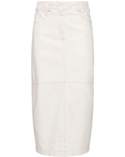 Brunello Cucinelli Cotton Bull Midi Skirt - White