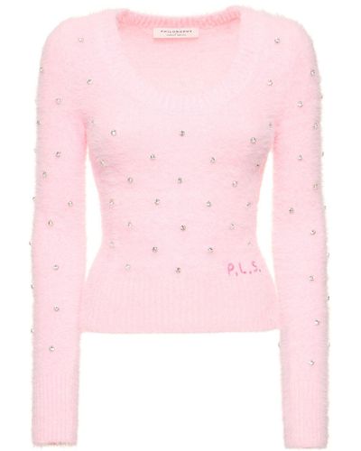 Philosophy Di Lorenzo Serafini Embellished Fuzzy Sweater - Pink