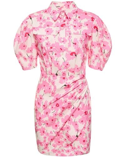 MSGM Printed Cotton Mini Dress - Pink