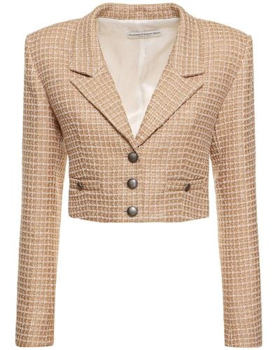 Alessandra Rich Giacca cropped boxy fit in tweed con paillettes - Neutro