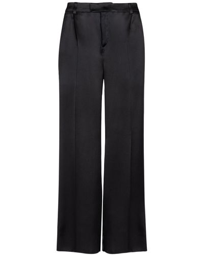 Saint Laurent Pantaloni svasati in raso - Blu