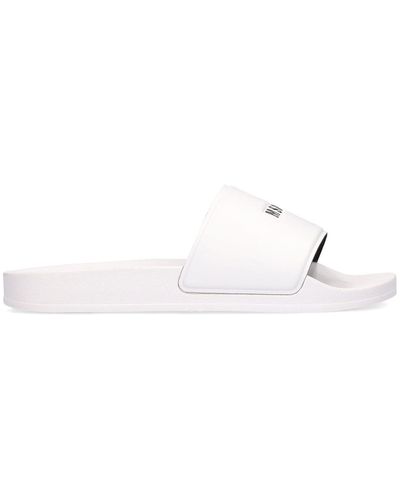 MSGM Logo Print Rubber Slide Sandals - White