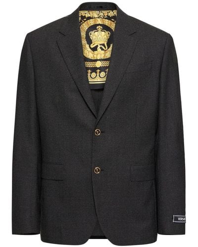 Versace Single Breasted Wool Jacket - Black