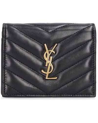 Saint Laurent Tarjetero con solapa - Negro