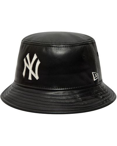 KTZ New York Yankees Mlb レザーバケットハット - ブラック