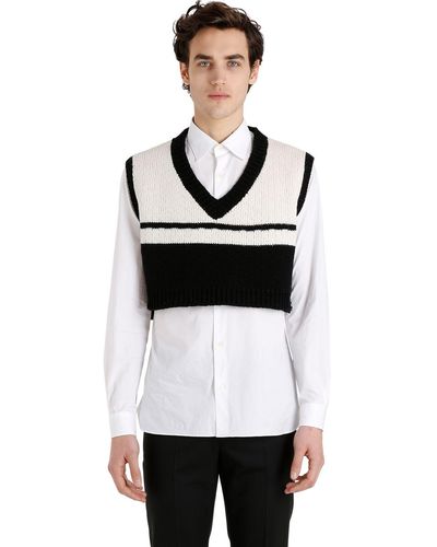 Raf Simons Oversized Cropped Wool Sweater Vest - Multicolor