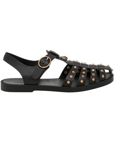 Gucci Studded Gladiator Rubber Sandals - Black
