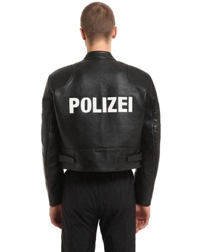 Vetements Polizei Cropped Leather Moto Jacket - Black