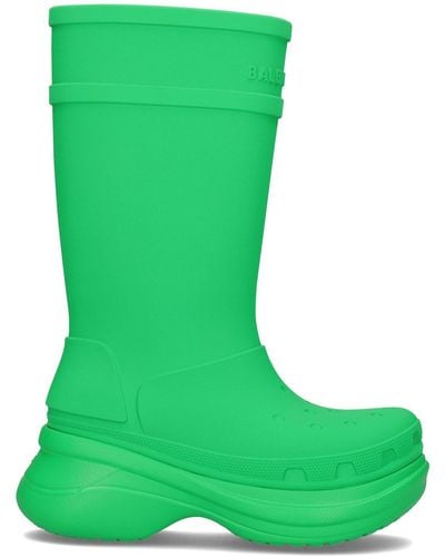 Balenciaga X Crocs Logo Chunky Rubber Boots - Green