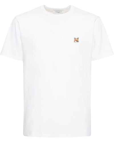 Maison Kitsuné T-shirt Aus Baumwolljersey Mit Logo - Weiß