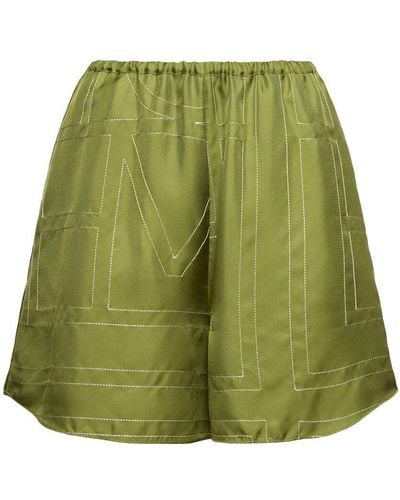 Totême Monogram Silk Pajama Shorts - Green