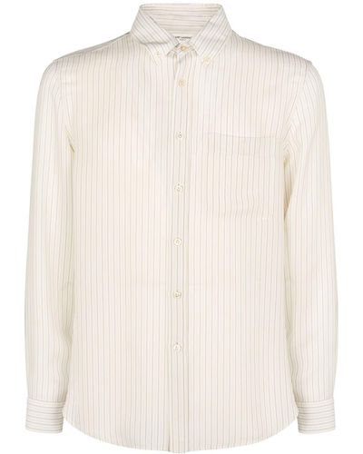 Saint Laurent Cassandre Silk Shirt - Natural