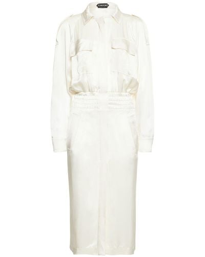Tom Ford Trench-kleid Aus Satin - Weiß