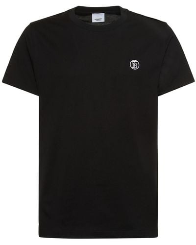 Burberry Besticktes T-Shirt aus Baumwolle - Schwarz