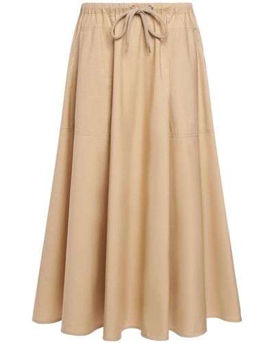 Moncler Cotton Poplin Maxi Skirt - Natural