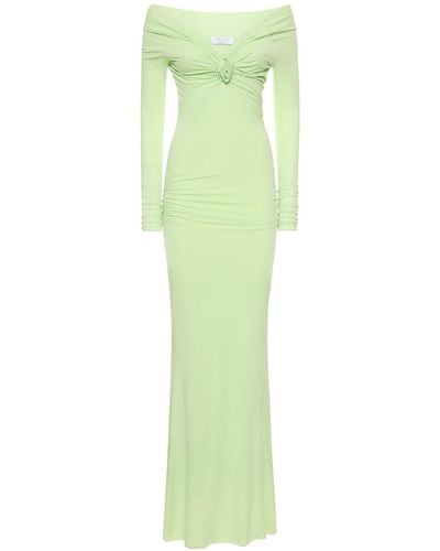 Blumarine Jersey off-the-shoulder long dress - Verde