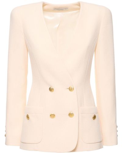 Alessandra Rich Wool Bouclé Tweed Jacket - Natural