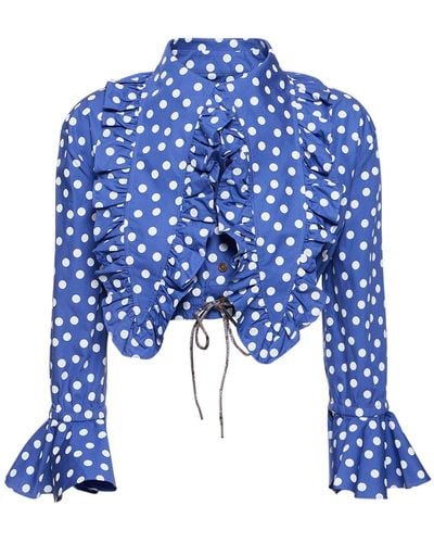 Vivienne Westwood Camicia cropped in cotone stampato - Blu