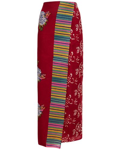 Lisa Corti Kandem Printed Wrap Skirt - Red