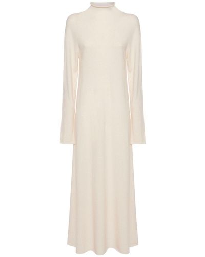 Jil Sander Cashmere Knit Long Turtleneck Dress - White
