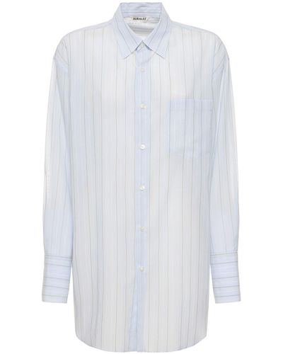 AURALEE Striped Organza Cotton Shirt - White