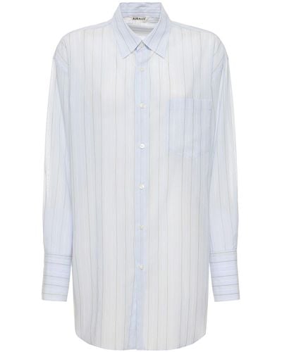 AURALEE Striped Organza Cotton Shirt - White