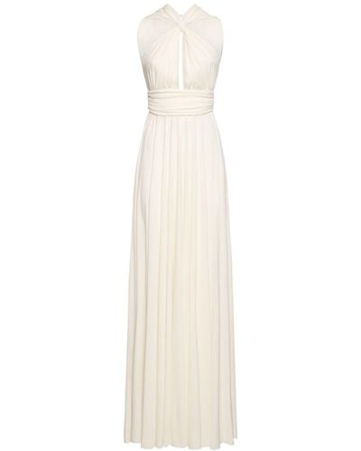 Giambattista Valli Cotton Jersey Halter Neck Long Dress - White