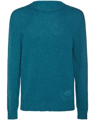 Etro Logo Cashmere Crewneck Jumper - Blue