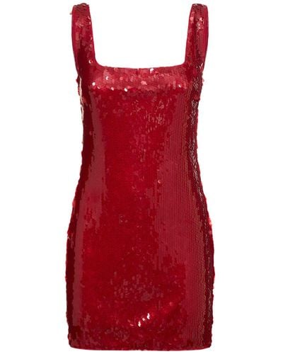 STAUD Eclise Sequined Mini Dress - Red
