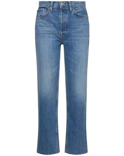 RE/DONE 70s High Rise Stove Pipe Straight Jeans - Blue