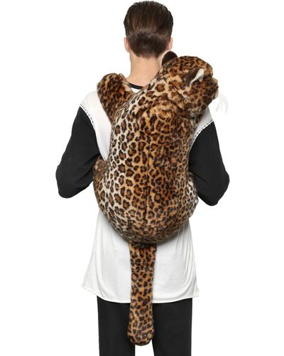 Dolce & Gabbana Leopard Shaped Plush Backpack - Natural
