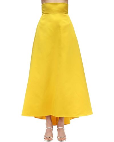Sara Battaglia High Waist Maxi Duchesse Skirt - Yellow