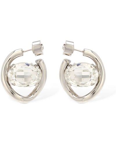 Marni Crystal Stone Hoop Earrings - White