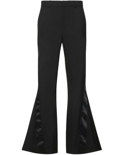 Pinstriped Serge Cuffed Straight Pants