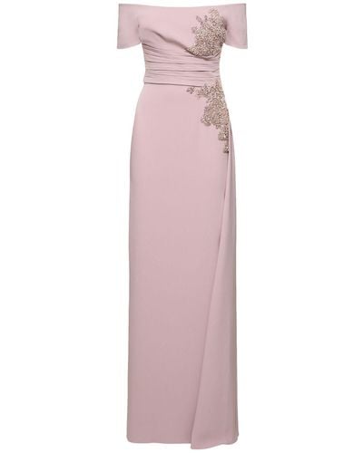 Zuhair Murad Embroidered Cady Long Dress - Pink