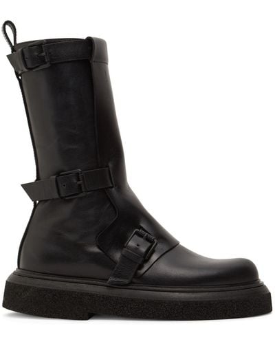 Max Mara 20Mm Buckleboots Leather Tall Boots - Black