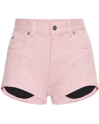 Mugler Two-tone Denim Mini Shorts - Pink