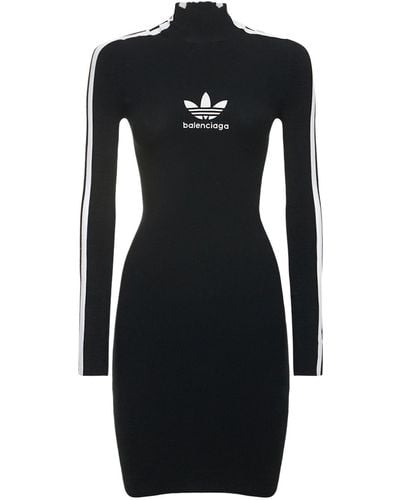 Balenciaga X Adidas High-neck Long-sleeved Minidress - Black