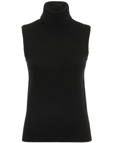 Michael Kors Top Collo Alto In Maglia Di Cashmere - Nero