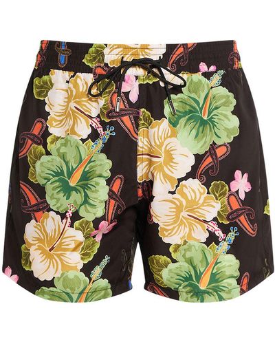 Etro Floral Printed Swim Shorts - Green