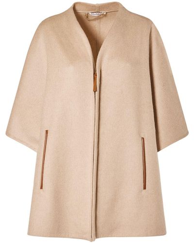 Max Mara Aris Cashmere Zip-Up Cape - Natural